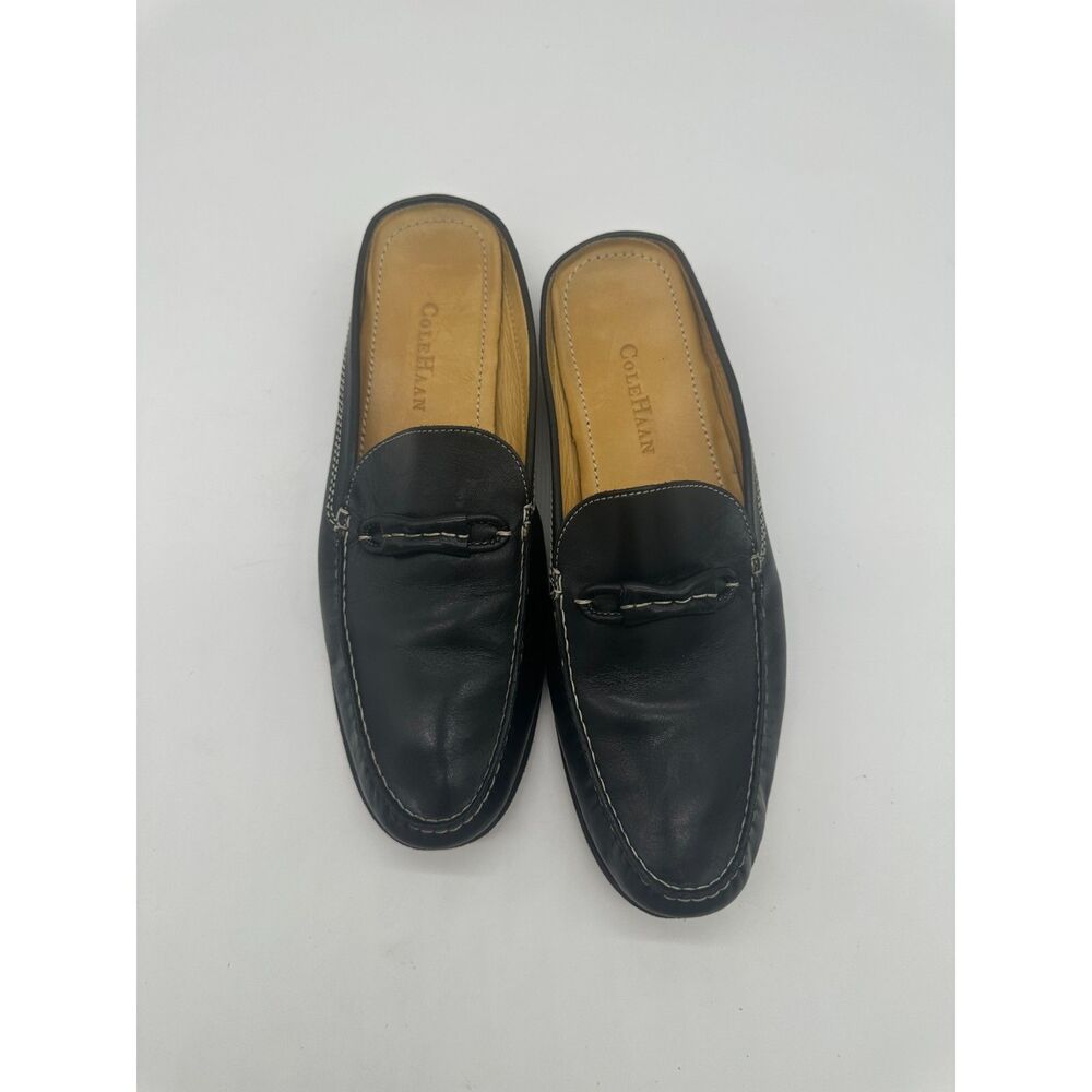 Cole Haan Black Leather Backless Loafers